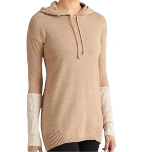 Athleta Tan Hooded Longline Color Block Monochromatic Sleeves